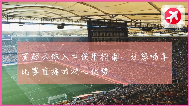 英超买球入口使用指南，让您畅享比赛直播的核心优势